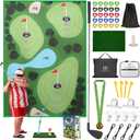 Sticky Golf Chipping Game Set - 6x6 ft Metal Frame Option with Adjustable Clubs, 25 Sticky Balls, Turf Chipping Mat & Scoreboard - Backyard Golf Target Game for All Ages for Indoor/Outdoor Practice