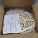 3-Lights Wood Bead Chandelier Boho Light Fixture,Antique Rustic Metal White Oak Beaded Chandelier Kitchen Island Pendant Lighting for Dining Room,Bedroom,Entryway,Foyer