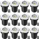LED Landscape Lights, 12 Pack 7W Ground Lights With 24 Connectors, Low Voltage In-Ground Well Pathway Lighting, Daylight White, Waterproof for Driveway, Deck, Garden
