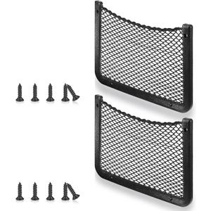 Frienda 2 Pcs ABS Plastic Frame Car Storage Net Bag Phone Car Mesh Net Holder RV Storage Boat Cargo Pocket Organizer Framed Mesh Pocket with Screws for Auto RV (12 x 8 Inch)