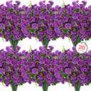 Roberly 20 Bundles Artificial Flowers for Outdoors, Fake Silk Flowers with Plastic Eucalyptus Greenery Stems Realistic Faux Plants for Spring Summer Porch Patio Yard Garden Vase Home Decor, Purple