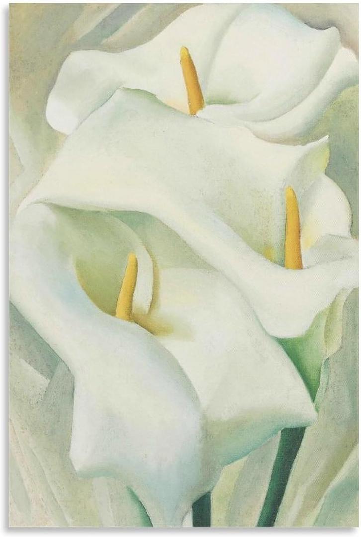 Georgia O'Keeffe Calla Lilies Modernist Abstract Art Painting On Canvas Wall Art Poster Scroll Picture Print Living Room Walls Decor Home Posters 20x30inch(50x75cm) (30L" x 20W", Unframe-style-17)