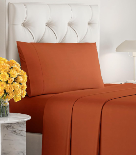 Superior Sleeping Experience 3 PC Sheets, Twin XL, Terracotta, Brown