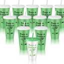 Domensi 12 Pcs Margs and Matrimony Bachelorette Party Plastic Cup 24oz Margarita Cups Margs and Matrimony Plastic Tumblers with Lids and Straws for Wedding Bridal Shower Party Favors Gifts Decorations (Green)