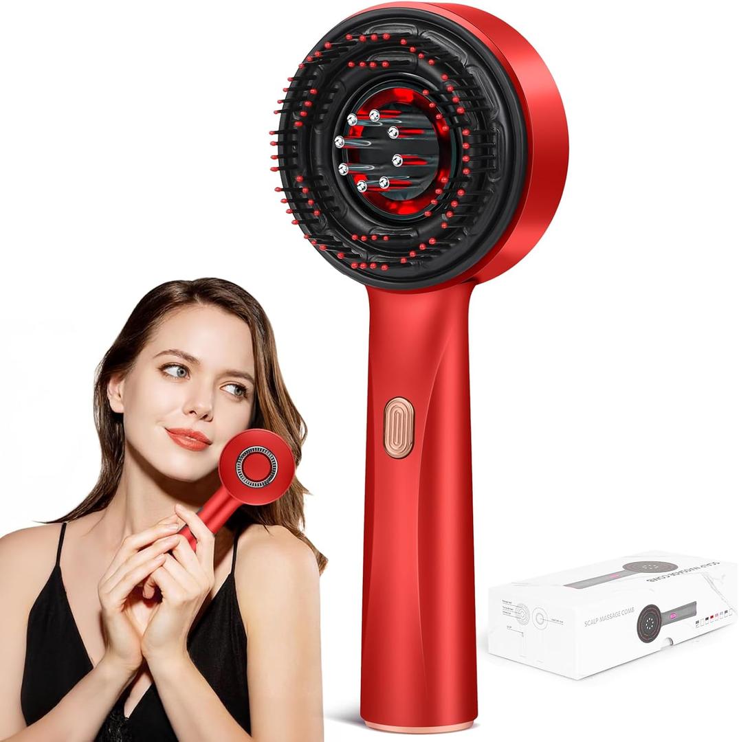 3 in 1 Hair Oil Applicator,Head Massager Scalp,Scalp Massager Hair Growth,Electric Scalp Massager Brush,Ipx7 Waterproof,Hair Scrubber Scalp Massage Tool for Home and Travel Use,Gift,Red