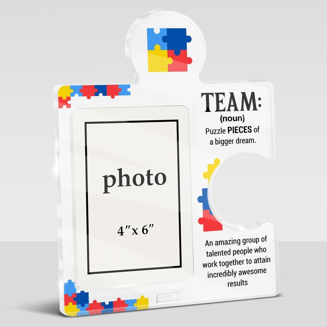 Team Gifts Photo Frame, Appreciation Gifts for Coworkers Teammates Leaders, Team Definition Puzzle Picture Frame Office Desk Decor,4x6 Inches Photo