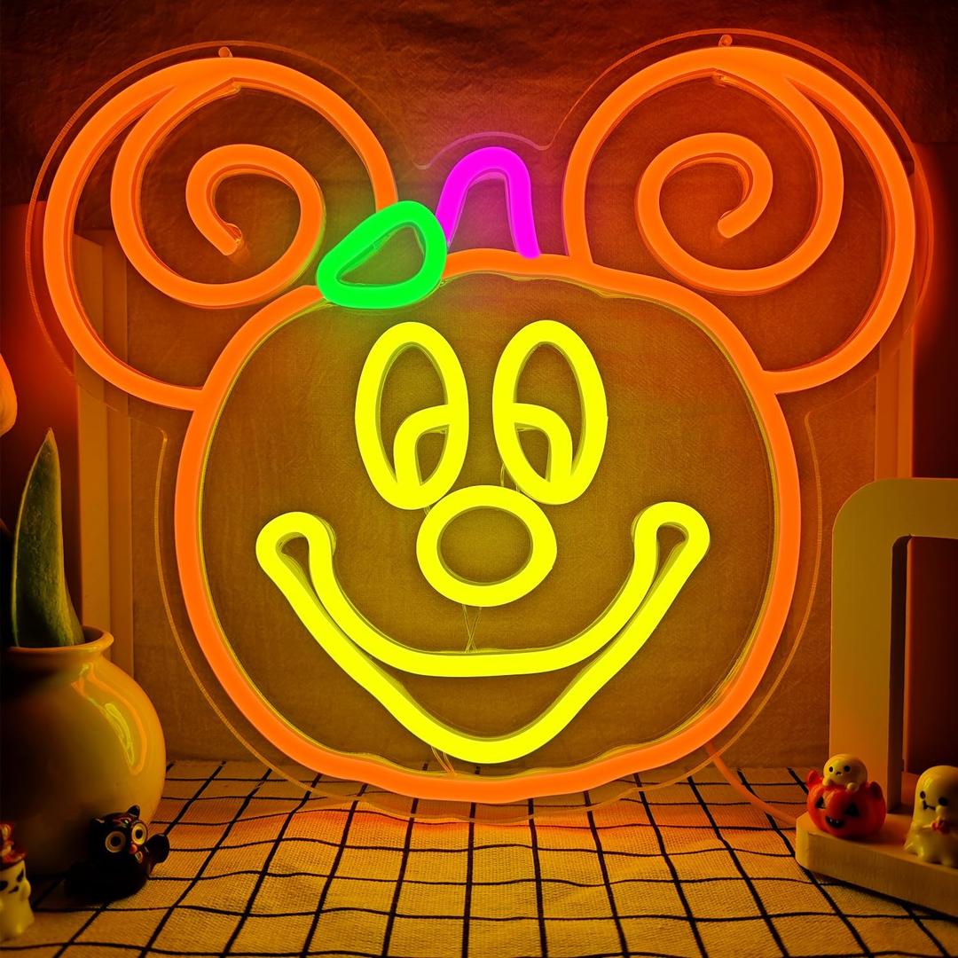 Halloween Neon Sign Dimmable Pumpkin Neon Sign for Wall Decor Halloween Neon Light Home, Room, Party, Bar, Kids Room, Window Porch Front Halloween Decorations