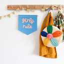 Girls Rule Mini Hanging Felt Banner，- Baby Kids Girl Nursery Wall Decor, Kids Room Flag, Cute Decorative Banner, Charming Decoration for Small Spaces (Blue)