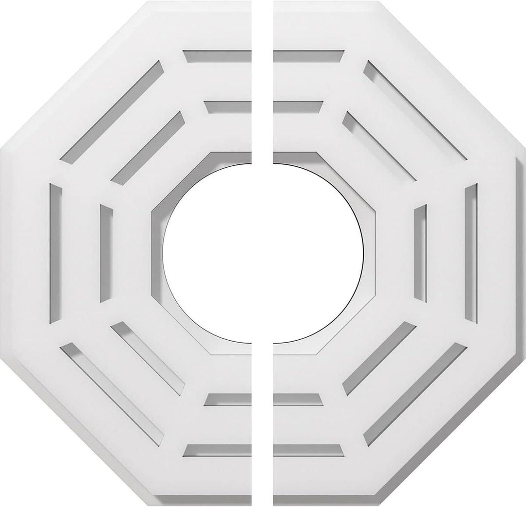 Ekena Millwork CMP14WN2-05000 Westin Architectural Grade PVC Contemporary, Two Piece Urethane Ceiling Medallions 14"OD x 5"ID x 5 1/2"C x 1"P