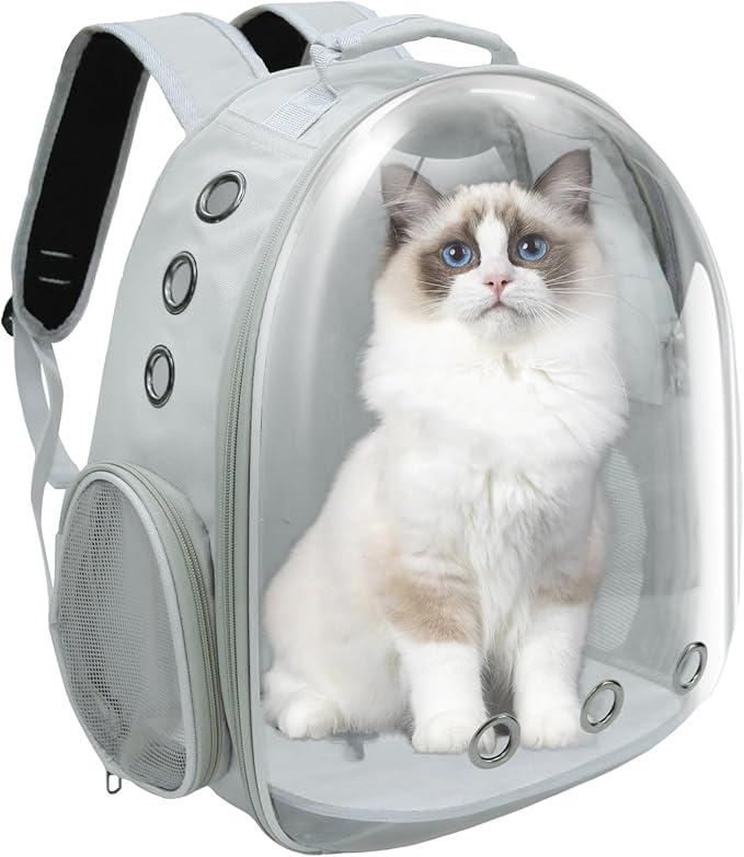 GeerDuo Cat Backpack, Airline Approved Bubble Carrying Bag for Small Medium Dogs Cats, Space Capsule Pet Carrier Dog Hiking Backpack Travel Carrier (Grey)