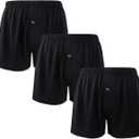 BAMBOO COOL Mens Boxers Short Classic Fit Soft Casual Underwear Loose Breathable Boxer Shorts for Men (Black, XL)