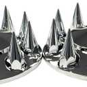 ABS Chrome Plastic Complete Axle Cover Kits with 33mm Thread-on Nut Covers for Semi Trucks in Sets (Spiked), 33 millimeters