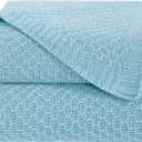 NTBAY Cable Knit Cooling Throw Blanket, Soft and Breathable Throw Blanket 51x67 Inches Made from Rayon Derived from Bamboo for Couch, Sofa, Nap, Blue