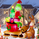 7FT Christmas Inflatables Outdoor Decorations,Inflatable Green Monster Yard Decorations with LED Lights for Indoor Outdoor Christmas Garden Decor
