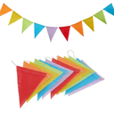 2 Sets 13FT Colorful Pennant Banner Triangle Banner Flags Rainbow Linen Twine Burlap String Streamer Bunting Garlands Accessories for DIY Celebration Birthday Wedding Holiday Party Decoration