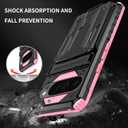 for Google Pixel 9 Pro XL & Pixel 10 Pro XL Wallet Case with Credit Card Holder Stand Kickstand Slim Rugged Shockproof Heavy Duty Defender Armor Military Grade Protective Phone Case - Pink