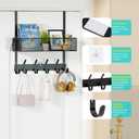LUCYCAZ Over The Door Hooks - Over Door Organizer, Door Hanger Towel Rack with Mesh Basket & Wreath Hanger, Behind Door Storage Coat Hooks for Bathroom, Bedroom, Kitchen (Black)