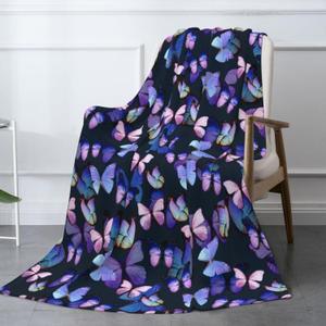 Butterfly Throw Blanket Cozy Flannel Fleece Blanket Air Conditioning Blanket for Living Rooms Sofa 80"x60"