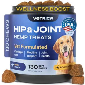 Glucosamine for Dogs - Hemp Joint Supplement for Dogs - Glucosamine Chondroitin Chews with MSM - Soft Chews for Canine Mobility Support - Hip & Joint Pain Relief - Hemp Seed Oil, Turmeric, Collagen