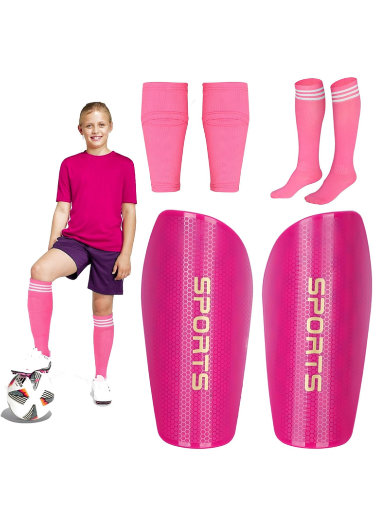 Soccer Shin Guards for Kids Adults, Toddler Shin Pads Set with Sleeves and Long Soccer Socks for Age 2-16 Boys & Girls, Youth &Men, Lightweight Soccer Equipment L