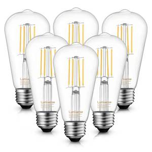 Lumiverse Edison Bulbs 60W Equivalent, Dimmable LED Light Bulbs, CRI 90+, Vintage E26 Lightbulbs, Natural White 4000K, ST19 ST58, 5.5W, Antique Clear Glass, 6 Pack