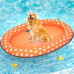 Pet Soft Dog Float Raft - Inflatable Dog Swimming Float for Summer (Orange) (Large)