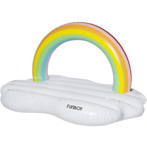 FUNBOY Giant Inflatable Luxury Rainbow Cloud Island Daybed Pool Float, Floating Bed, Two Cup Holders, Luxury Float for Summer Pool Party and Entertainment