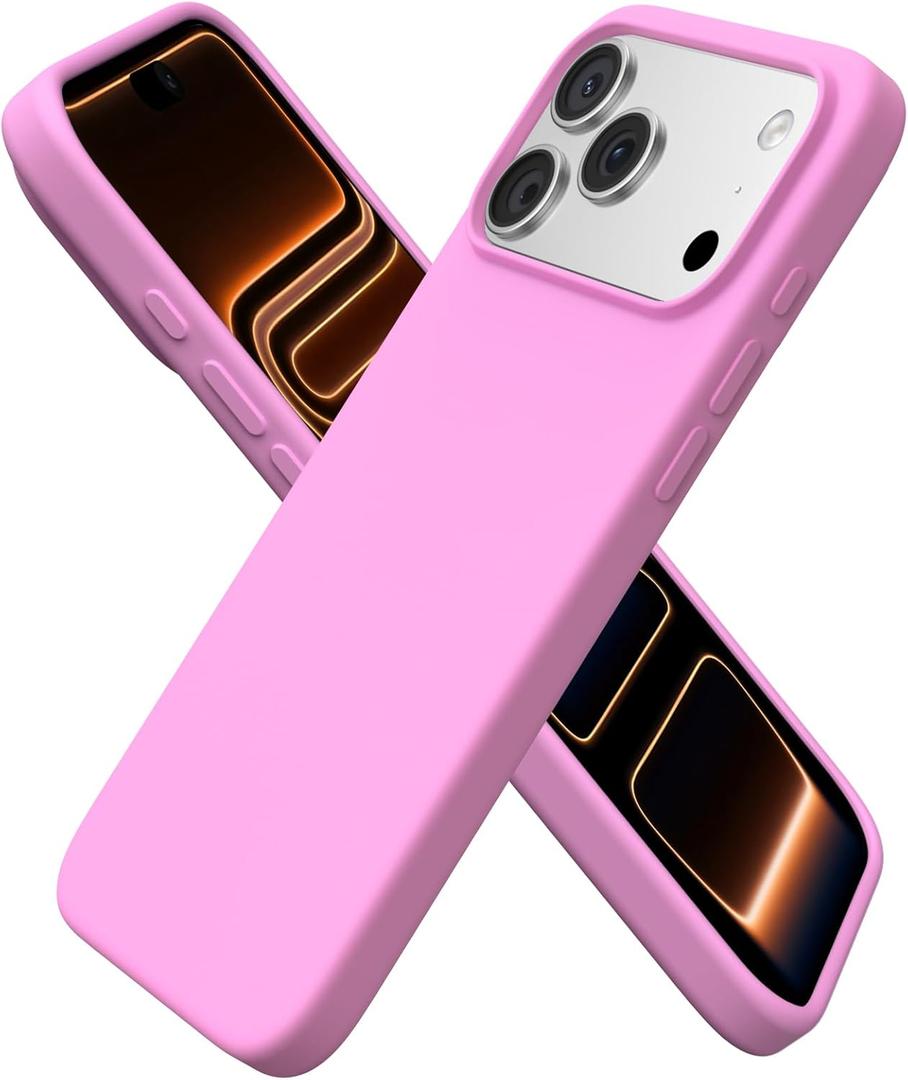 ORNARTO Compatible with iPhone 17 Pro Max Case 6.9", Slim Liquid Silicone 3 Layers Soft Gel Rubber Shockproof Protective Cover with Anti-Scratch Microfiber Lining-Cherry Blossom