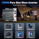 1500W Pure Sine Wave Inverter 12V DC to 110V/120V AC Converter, 3000W Peak, LCD Remote Control, 4 AC Outlets, USB & Type-C for RV, Truck, Camping, Off-Grid Solar, Emergency Power