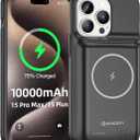 NEWDERY 10000mAh Battery Case for iPhone 15 Pro Max/Plus, USB C Qi Wireless Charging,Portable Protective Charger Case Battery Pack
