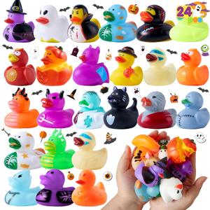 JOYIN 24 PCS Halloween Rubber Ducks, Halloween Ducks Toys for Trick or Treating Goodie Bag Fillers, Bathtub Toys Duckies for Halloween Party Favors Decorations, School Classroom Game Prizes