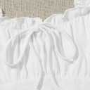 Verdusa Women's Frill Trim Strap Tie Knot Ruched Front Bustier Crop Top (White, M)