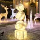 Set of 4 Christmas Lighted Gift Boxes, Pre-lit Light up Present Set with Different Sizes for Holiday Indoor Outdoor Decorations - Battery Operated(Warm White)