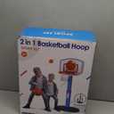 2 in 1 Kids Basketball Hoop and T Ball Set - Adjustable Height, Kids Baseball Tee with Automatic Pitching Machine, Indoor Outdoor Sport Toys Gifts for Toddler Boys Girls Age 1-5, Blue