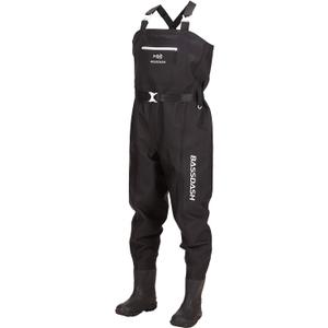 BASSDASH 3D Boot Foot Game Wader Ultra High Strength Black Plaid Nylon PVC Fishing Hunting Chest Waders for Men (Large Long Feet 11-12)