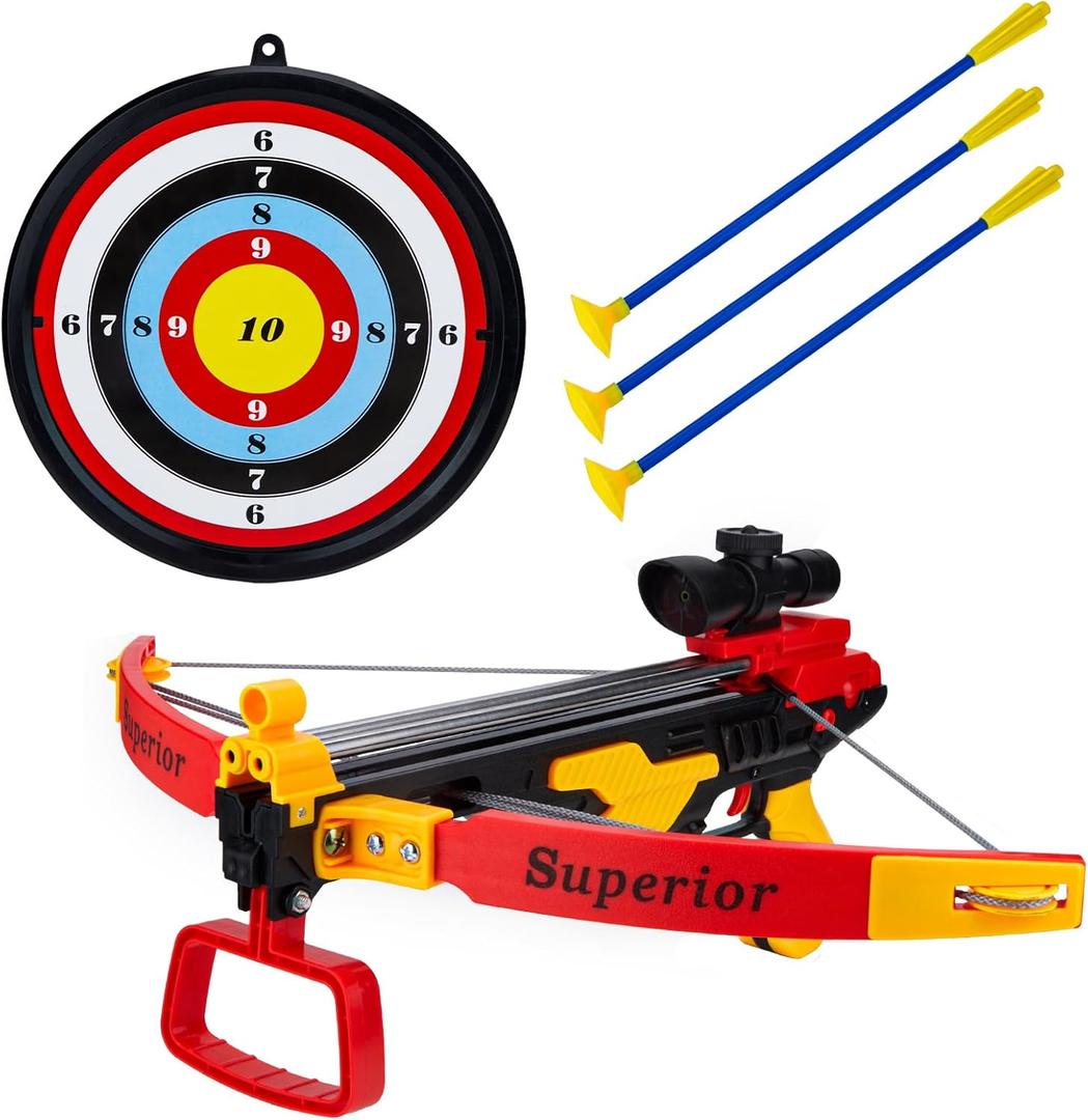 Contixo BA3 Crossbow and Arrow Archery Toy Set, Kids Outdoor Shooting Sport Game Toys with 3 Suction Cups Arrows & 1 Target, Safe Fun Suit for Kids Boys Girls Age 3 and Up
