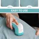 BEAUTURAL Fabric Shaver and Lint Remover, Sweater Defuzzer with 2-Speeds, 2 Replaceable Stainless Steel Blades, Battery Operated, Remove Clothes Fuzz, Lint Balls, Pills, Bobbles, Blue