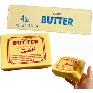Butter Slow Rising Squishy, Soft Foam Squishy Stick Stress Relief Squeeze Toy for Relax, Realistic Food Squishies Butter Slice, Cute Squeeze Toy for Desk Décor & Gift