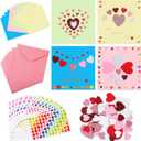 Zonon 16 Pack Valentines Crafts DIY Card Valentines's Day Kits for Kids Foam Heart Sticker Craft DIY Kits Envelopes Cards Set for Boys Girls Classroom Exchange Gifts(Colorful) (Colorful)