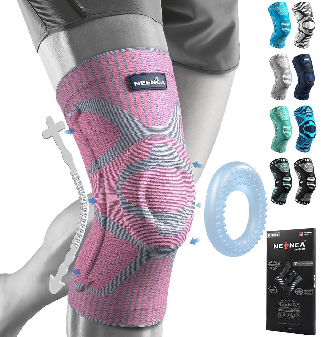 NEENCA Knee Brace for Knee Pain Relief, Medical Knee Support with Patella Pad & Side Stabilizers, Compression Knee Sleeve for Meniscus Tear, ACL, Arthritis, Joint Pain, Runner, Sport- FSA/HSA APPROVED
