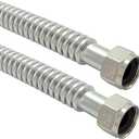 Stainless Steel Corrugated Water Heater Connector Flexible for Water Heater Water Softener,3/4" FIP x 3/4" FIP, 18" Length (2 Pack)