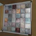 Antique 2'' x 2'' Glass Squared Tile Glazed Red Grey Grid Mosaic Wall Backsplash Tile PT31 (Box of 5 Sheets) (Multicolor)