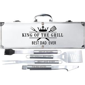 Bonsai Tree Dad Birthday Gifts from Daughter, Gifts for Dad, Best Dads Ever Gift for Fathers Day - Cool Grilling BBQ Present for Father from Son - Daddy Stainless Steel Metal Tool Heavy Duty Set 4
