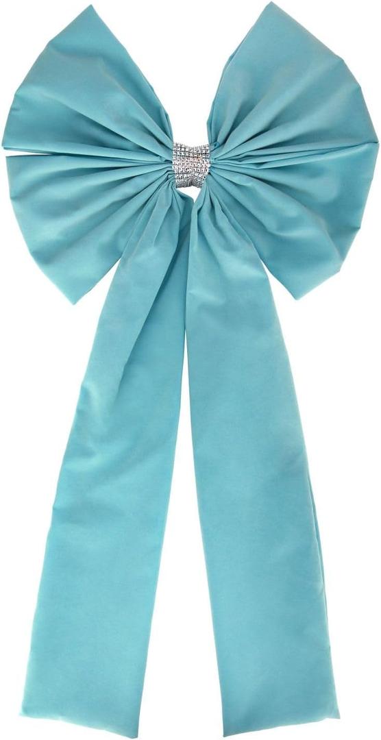 Meseey 36x18 Inches Extra-Large Christmas Tree Topper Bow Light Blue Velvet Ribbon Gift Bows for Christmas Home Decor, Outdoor Indoor Car Decoration