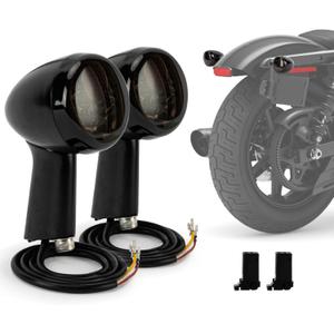 PSLER Motorcycle Front Rear Bullet LED Turn Signal Indicator Lights Integrated Brake Running Light Mount Kit with Bracket for Sportster XL883 XL1200 1992-later, Black