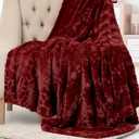 Everlasting Comfort Soft & Comfortable Red Faux Fur Throw Blanket for Couch - (50"x65") Minky & Fluffy Fall Blankets & Throws, Plush Fuzzy Cover for Bed, Sofa & Living Room - Cozy Home Decor