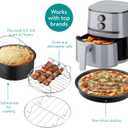 Navaris Air Fryer Accessories Set, 4pcs Nonstick Air Fryer Accessory Kit, Cake Pan, Pizza Pan, Stainless Steel Airy Fryer Rack with 3 Skewers For Ninja, Phillips, Cosori, Oven