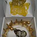 AMZVALU Crown Cake Topper, Corona Para Pastel, Crown Happy Birthday Cake Toppers Balls Candles Butterflies, Birthday Crown for Women Queen Princess Men Party Wedding Cake Decor (Gold, White)