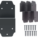 4packs Heavy Duty Pergola Bracket Black,6" Steel Angle Joist Tie Z Fix Bracket for Wood DIY Projects - Large Connector Brace,Post to Beam Connectors Repair Hardware,Joining Brackets