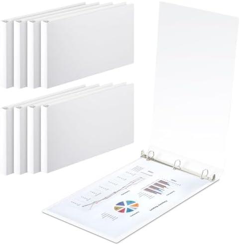 Humyoun 8 Pcs 11 x 17 Inch 3 Ring Binders 1 Inch Rings Heavy Duty View D Ring Binders Economy Holds 11" x 17" Paper for Artwork Blueprints, Office, Home, Work Places(White)